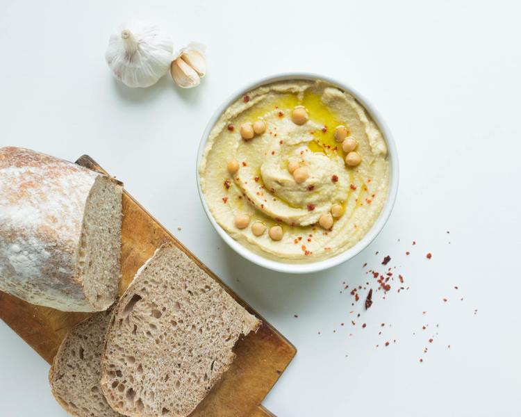 Hummus Recipe - Garlic Hummus with Smoked Paprika on Sourdough Bread