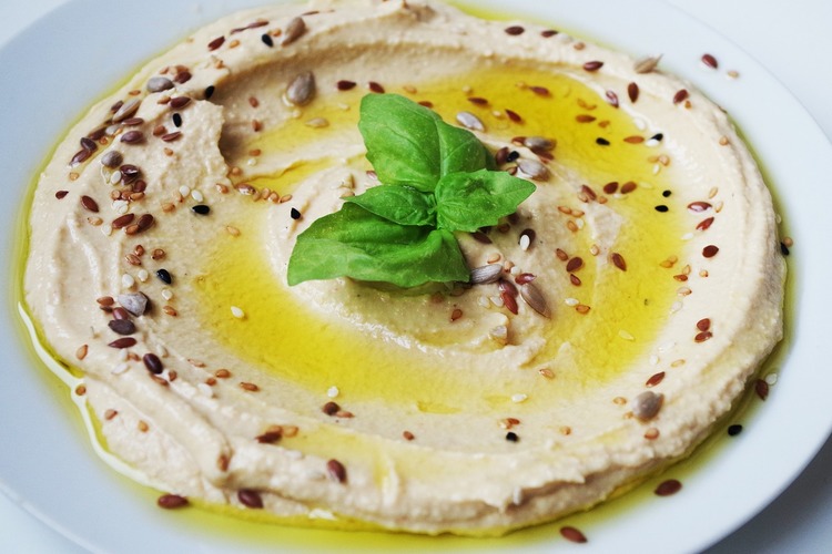 Homemade Hummus with Olive Oil, Chickpeas, Sesame and Flax Seeds - Hummus Recipe