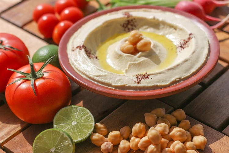 Made from Scratch Hummus with Garbanzo Beans, Olive Oil and Tahini