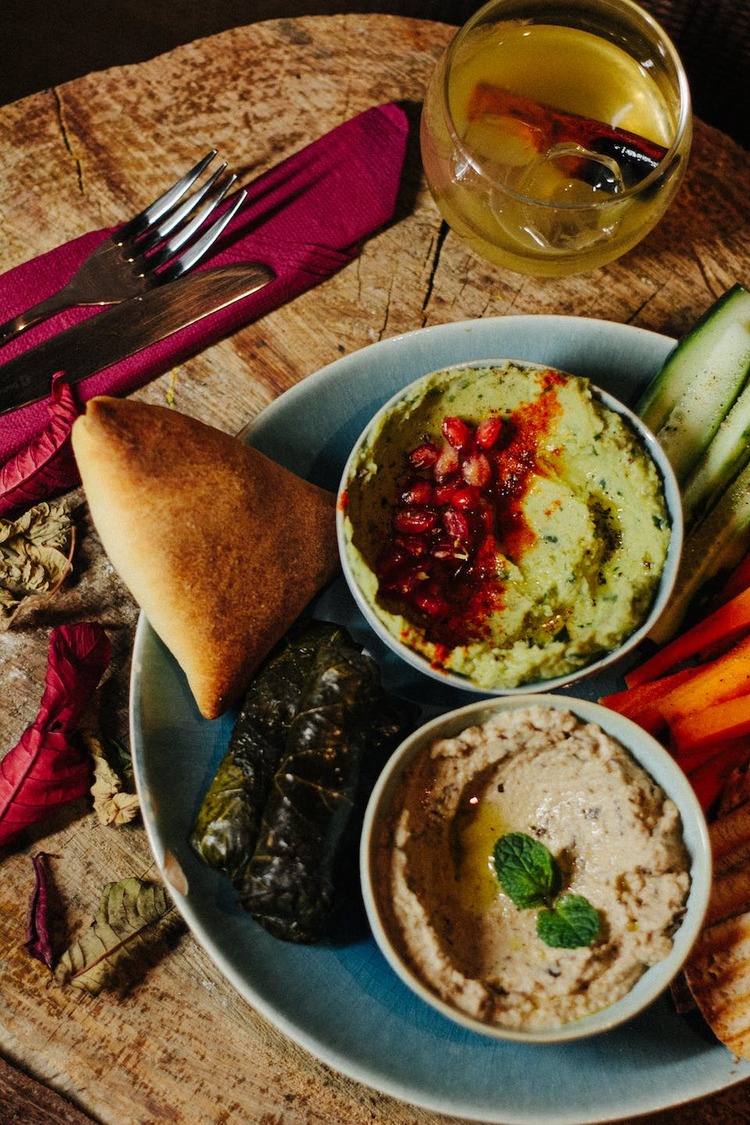 Hummus Recipe - Middle Eastern Hummus Bowl with Guacamole and Pomegranate